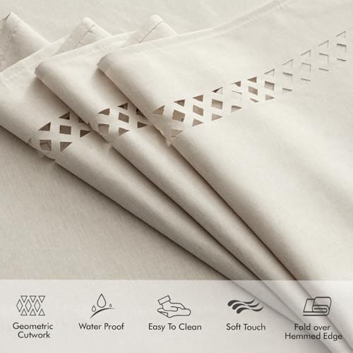 MIULEE Beige Rectangular Tablecloth 60x120 Inch with Decorative Cutouts