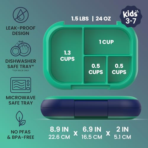 Bentgo Chill Kids 4-Compartment Leakproof Bento Lunch Box - Green/Navy