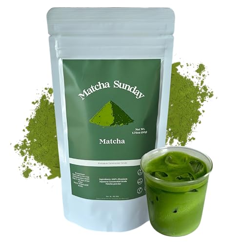 Matcha Sunday Ceremonial Grade Matcha Green Tea Powder 50g - Japan Origin - Pack of 1
