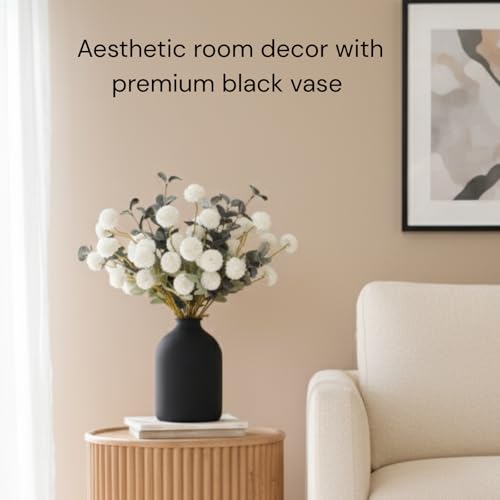 Large Matte Black Vase for Flowers - 8.6in Tall, Modern Home Decor - Variation of THIS listing: Black