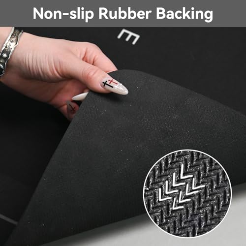Bathroom Mat Set of 3 Non-Slip Absorbent Quick-Dry Bath Rugs - Black Home Variation