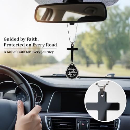 Be Courageous Cross for Car Mirror Hanging – Christian Gift for Men, Truck Driver Ornament