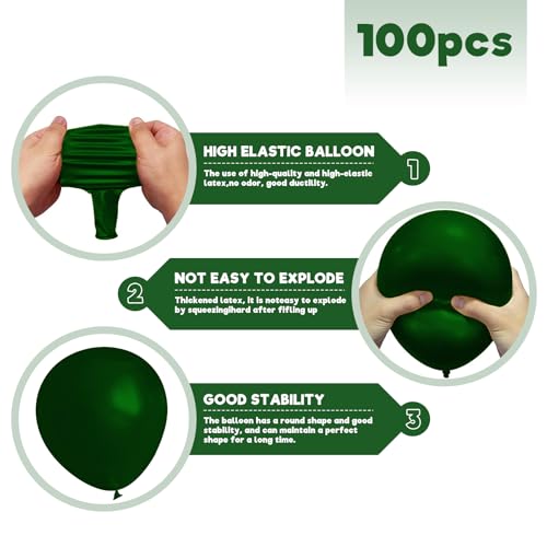 Green Latex Balloons 12-Inch 100 Pack for Party Decorations, Weddings, Christmas