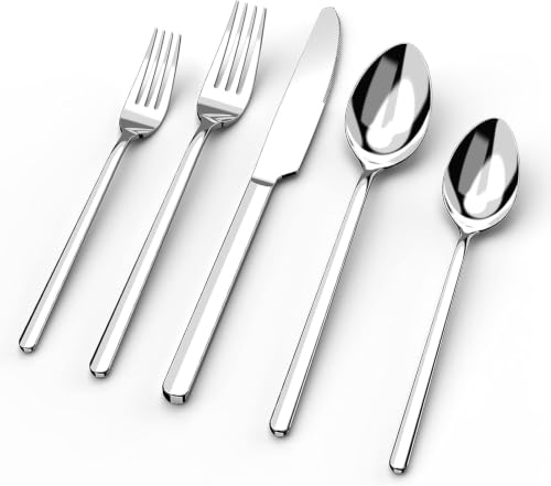 Silverware Set for 12 - 60 Pcs 18/10 Stainless Steel Flatware Cutlery, Variation of Silver