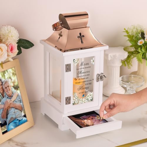 Memorial Lantern for Loss of Mom with Keepsake Drawer - Sympathy Gifts