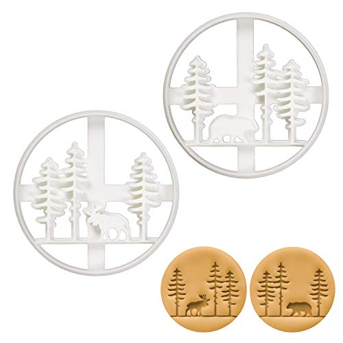 Set of 2 Bakerlogy Forest Animal Cookie Cutters – Moose & Bear, 3"