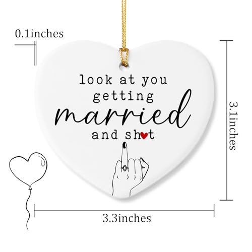 Wedding Gifts for Newlyweds Engagement Bride to Be Gifts Bachelorette Party Decorations for Bride Christmas Ceramic Heart Ornament