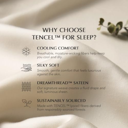 EverGrace Queen Tencel™ Sheet Set - Bone, Breathable & Cooling Bedding