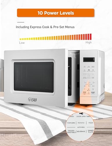 Commercial Chef 0.7 Cu Ft White Countertop Microwave Oven - CHM7MW