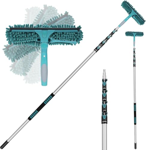 TelesPro 30 Ft High Reach Window Squeegee & Extension Pole Kit with Microfiber Cloths