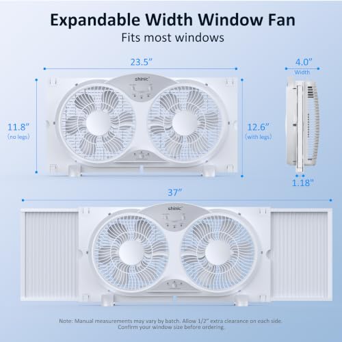 9-Inch Reversible Window Fan with Remote Control & 3-Speed Settings