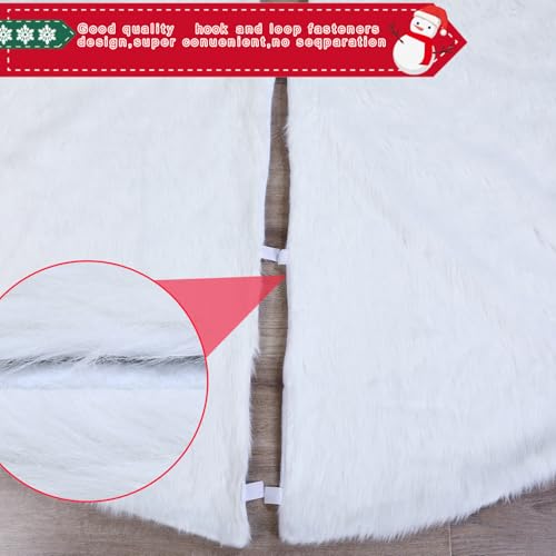 Jenaai 100'' White Faux Fur Christmas Tree Skirt - Classic Holiday Decor