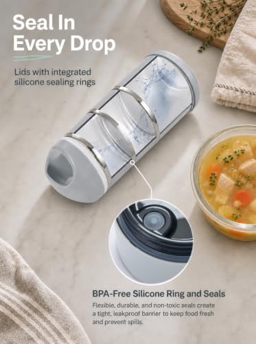 Stackable Stainless Steel Lunch Box 43Oz with Cutlery - Gray