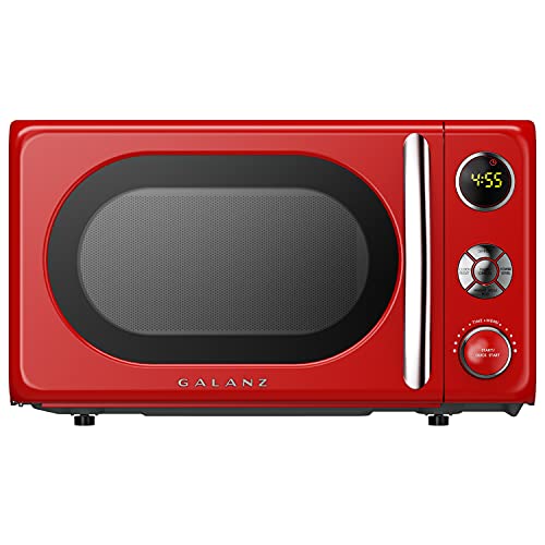 Galanz Retro Red Microwave Oven 0.7 Cu.Ft, 700W, LED Light, Child Lock, Classic Design