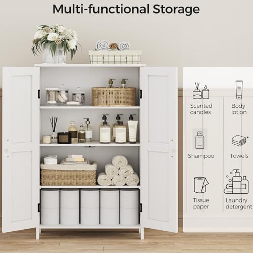 Homleke 43.3" H Farmhouse Bathroom Storage Cabinet with Adjustable Shelves