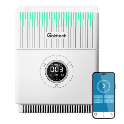 Goldtech Air Purifier and Humidifier Combo APP - H13 HEPA Filter for Bedroom & Office