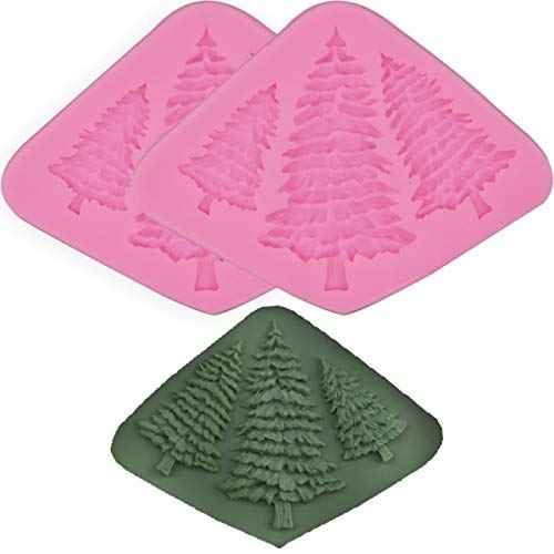2 Piece Pine Moulds Cedar Mold,Christmas Fondant Mold, Silicone Fondant Molds for Chocolates Candy Pudding Making for Fondant, Fimo Clay, Soap, Chocolate, Cake Decoration