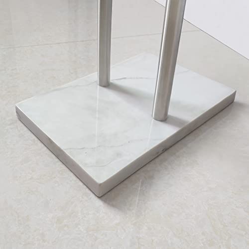 EADOT Brushed Nickel 40 Inch Double T-Shaped Standing Towel Rack with Marble Base