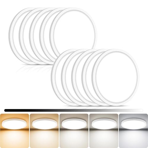 Libtit 10-Pack 7-Inch LED Flush Mount Ceiling Lights Dimmable & 5 Color Temperatures