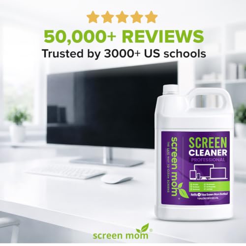 Screen Mom Screen Cleaner Spray 1-Gallon Refill with Dispenser - Streak-Free for TV, Laptop, Car & Monitor (128 Fl Oz)