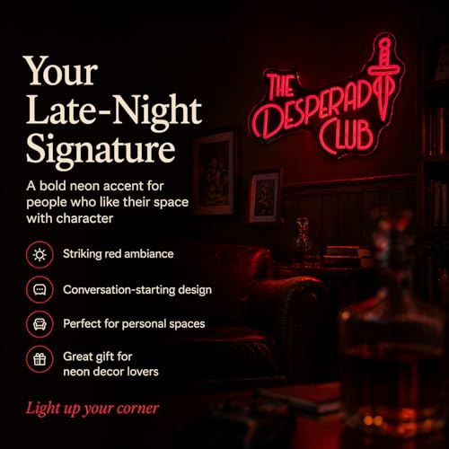 LED Neon Sign - Desperado Club Design with Dagger Motif - 16.5x12 Inches - Culd Variation