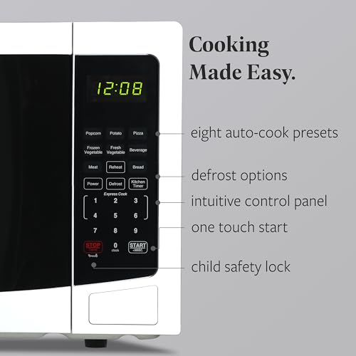 Farberware 1.1 Cu. Ft White Countertop Microwave Oven - 1000W, Auto Cook, Child Lock