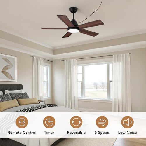 SPACORA 42 Inch Ceiling Fan with Light & Remote, Noiseless DC Motor, Indoor/Outdoor