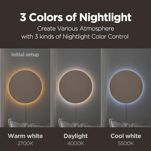 mooas Full Moon LED Wooden Digital Wall Clock with Remote & Sunrise Alarm