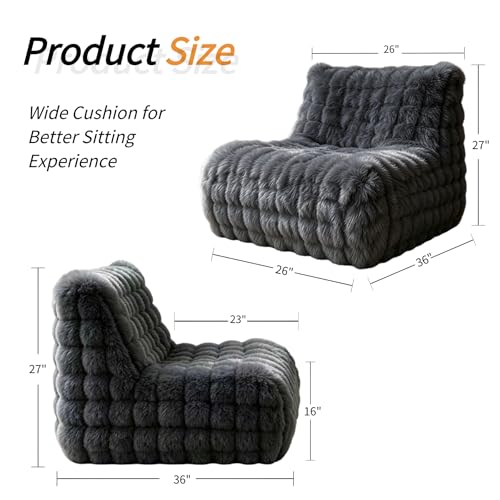 KKdema Faux Fur Memory Foam Lazy Bean Bag Sofa - Dark Grey