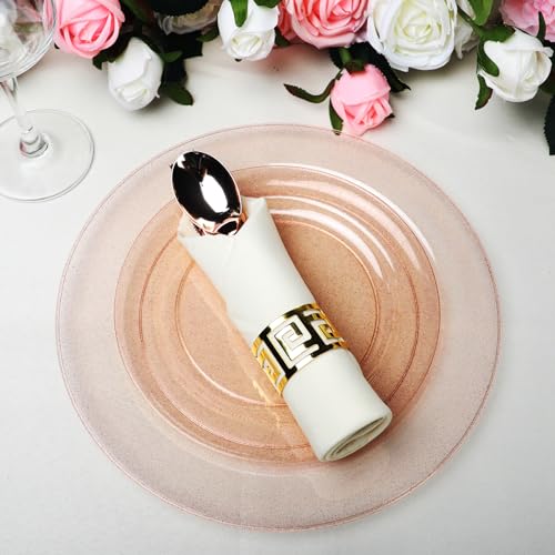Homy Feel 100PCS Rose Gold Glitter Disposable Plates Set - Dinner & Dessert