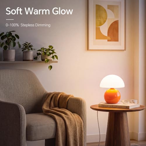 Dawnwake Orange Mushroom Table Lamp - Small Dimmable Bedroom Night Light