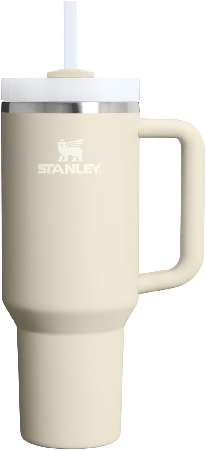 STANLEY Quencher H2.0 Tumbler - 40 oz Insulated Stainless Steel Cup with Handle & Straw | Toasted Almond