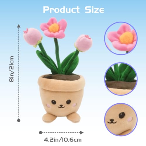 Stuffed Plant Plush Toy, Happy Face Flower Plushies Plant Pillow Decorationr with Natural Scent, Adorable Stuffed Flower for Christmas Horror Plush Halloween(1 Fower 2 Buds)