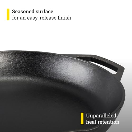 14 Inch Pre-Seasoned Cast Iron Skillet - Heavy Duty Nonstick Frying Pan