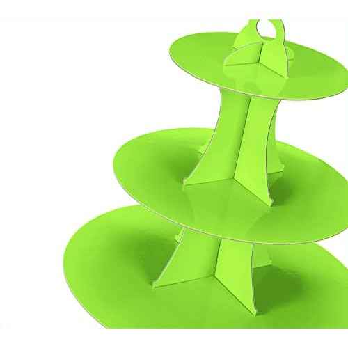 3-Tier Cupcake Stand, Cake Stand holder, Tiered DIY Cupcake Stand Tower for Dessert Table Displays, Birthday Theme Party Favors Decoration, Floral Tea Party, 12" W x 12.8" H, Green