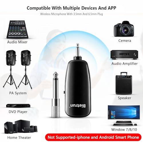 Bietrun Wireless Microphone Headset System UHF 160ft Range for Speakers & PA