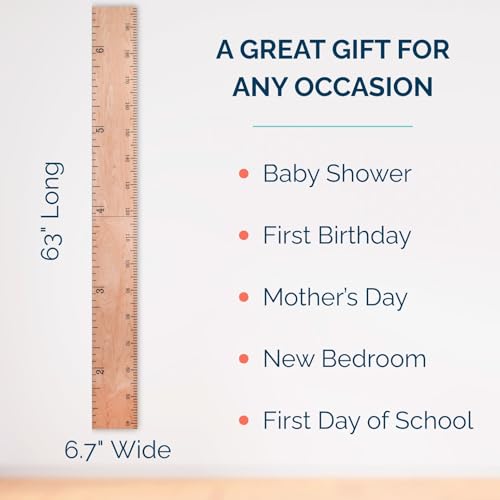 Schoolhouse Natural Wooden Kids Height Chart - Nursery Wall Decor, Growth Ruler