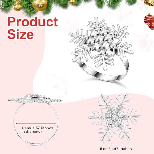 Mimorou 1 Pcs Christmas Snowflake Napkin Ring Holder - Silver