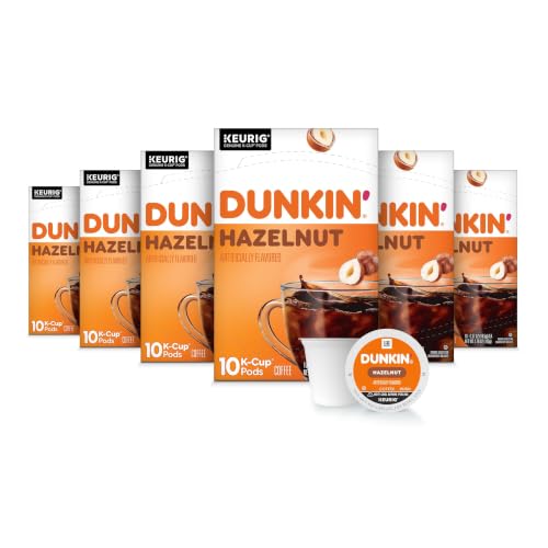Hazelnut Coffee K-Cup Pods - 6 Packs of 10, Medium Roast, Artificial Flavor