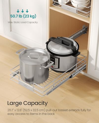 SONGMICS Pull Out Cabinet Organizer 14.6 W x 21.3 D - Easy Pull-Out, Heavy Duty