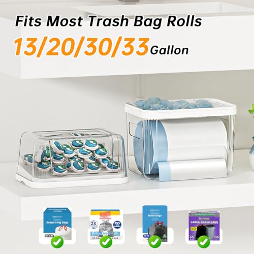 White 2-in-1 Trash Bag & Laundry Pod Dispenser Under Sink Organizer
