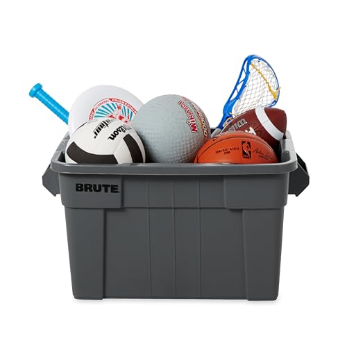 Rubbermaid Commercial 20-Gallon Gray Heavy-Duty Tote with Lid, Reusable Storage Box