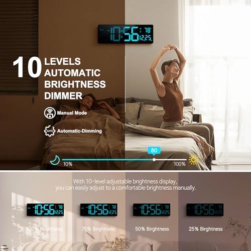 Abovsare 16-Inch Multicolor Digital Wall Clock with Remote & Night Light