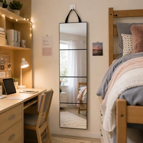 Black 4-Piece Foldable Full Length Mirror for Dancers and Travel - 47.2 x 13.4 Inches