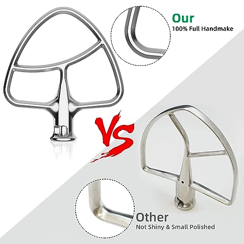 GVODE Stainless Steel Flat Beater for KitchenAid 4.5-5 QT Stand Mixer