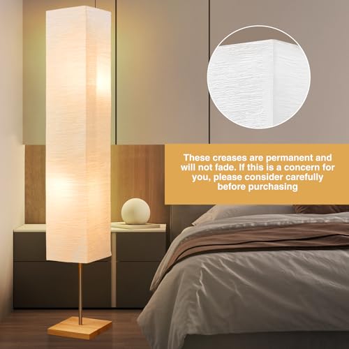 GyroVu White Paper Shade Tall Floor Lamp for Living Room & Bedroom - Adjustable Color Temperature