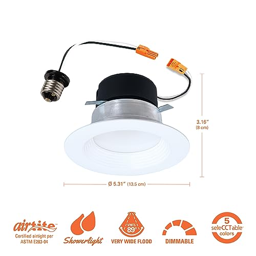 6-Pack 4 Inch LED Recessed Can Light Trim - 5 CCT Dimmable, Wet-Rated