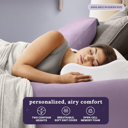 Memory Foam Contour Pillow Queen Size for Neck and Shoulder Support - Suitable for Side & Back Sleepers