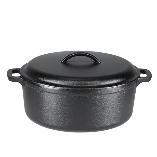 7-Quart Pre-Seasoned Cast Iron Dutch Oven with Lid & Dual Handles