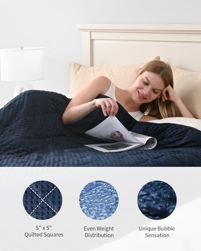 Mr. Sandman Weighted Blanket for Adults Navy Blue 15 lbs Queen Size 60x80"